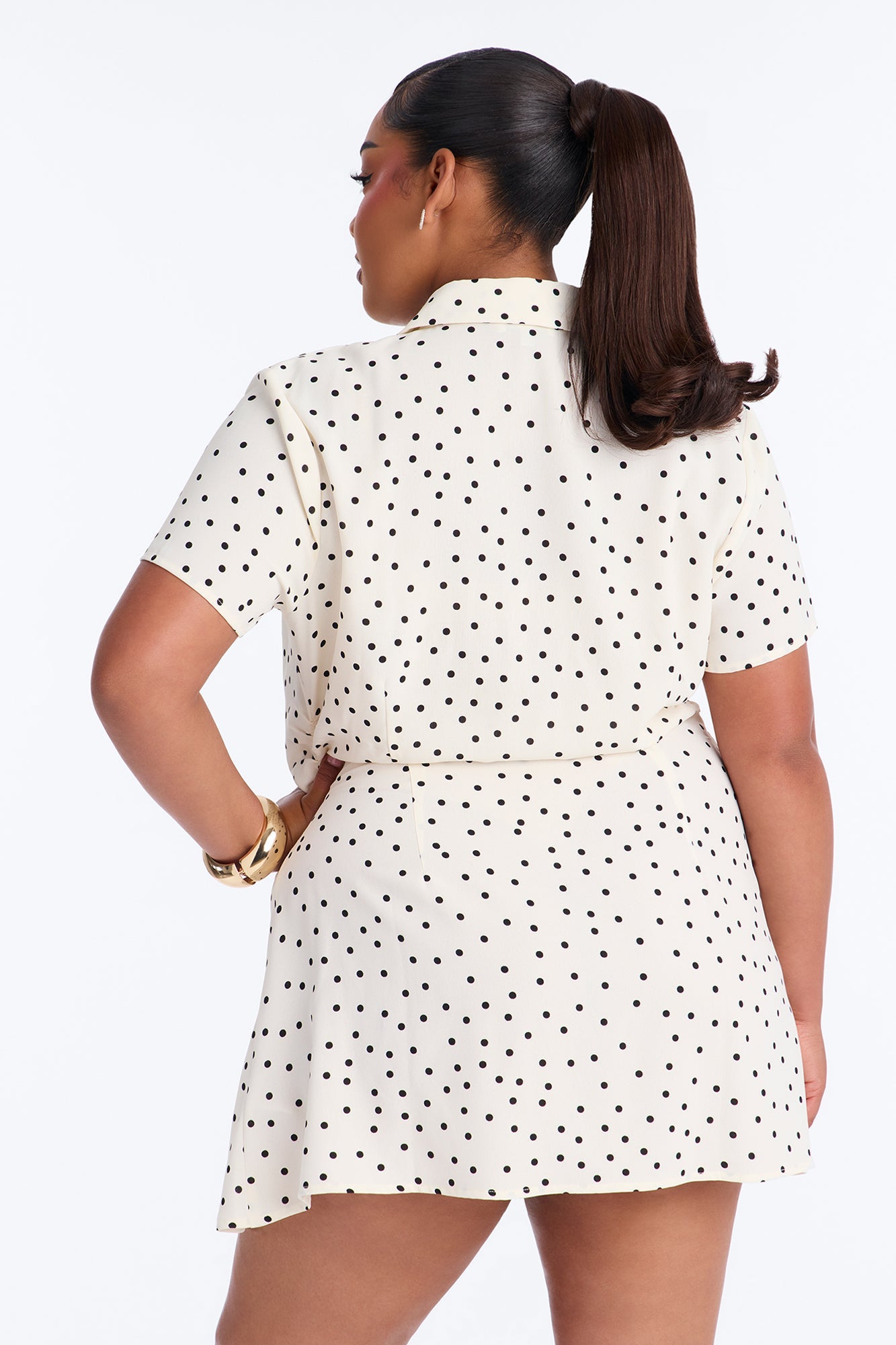 Jordan Polka Dot Shirt Mini Dress - White/Black