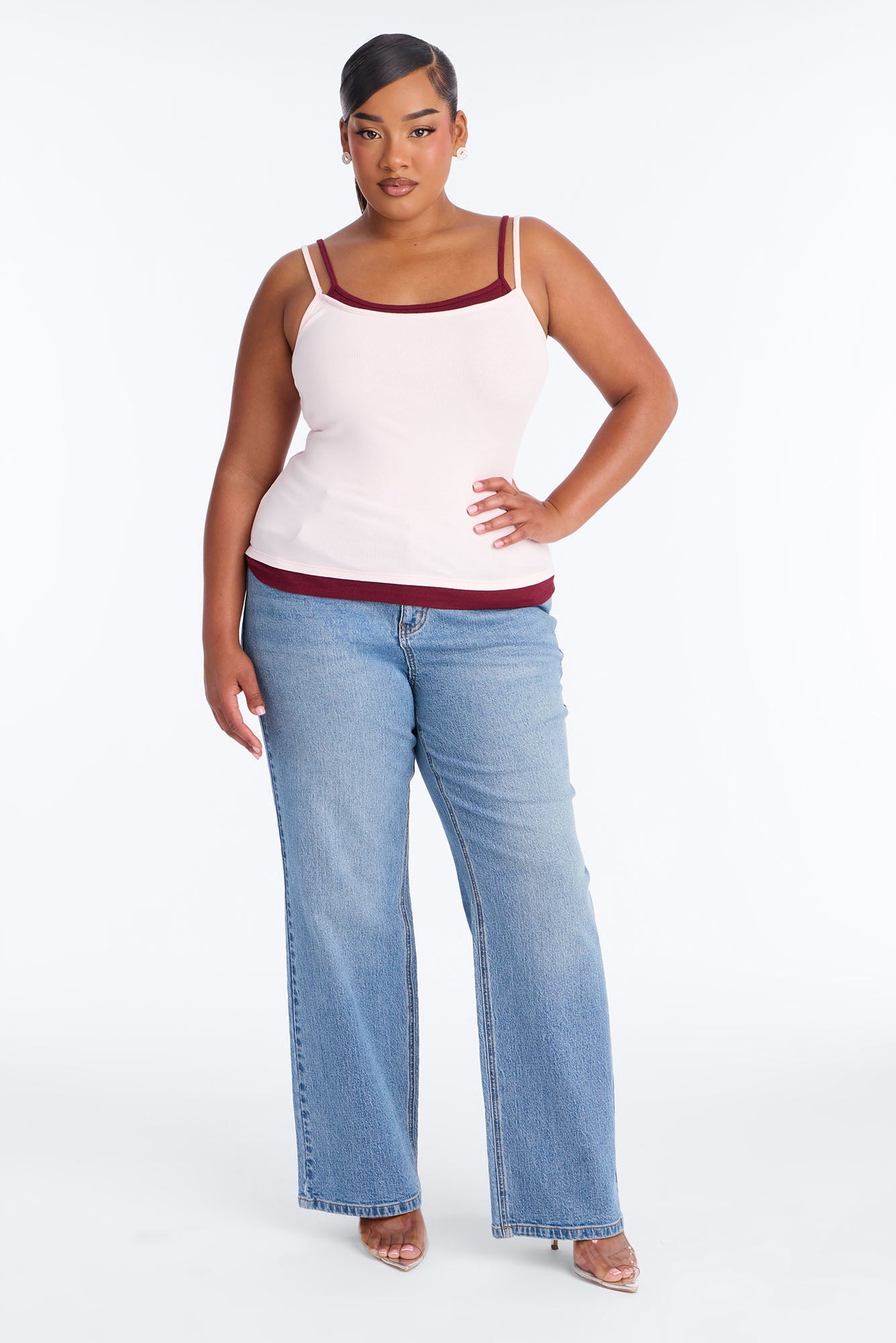 Soho Babe Double Layered Cami Top - Pink/combo