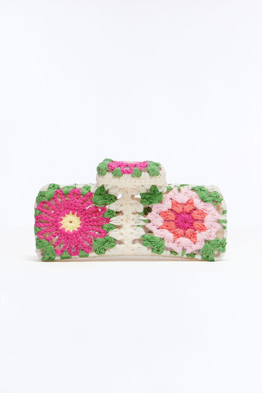 Flowers In My Hair Crochet Claw Clip - Multi Color