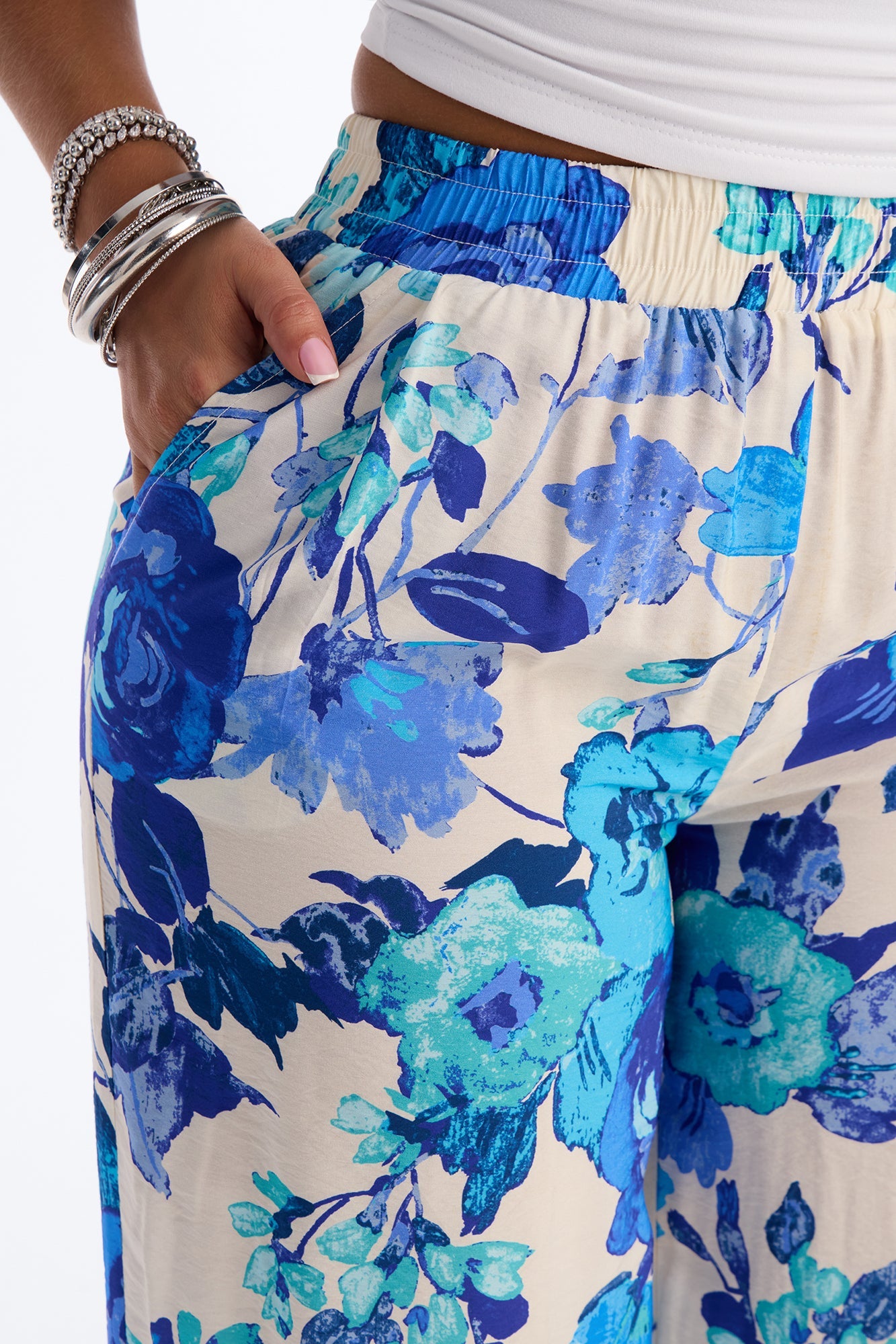 Sweet Bloom Wide Leg Pant - Blue