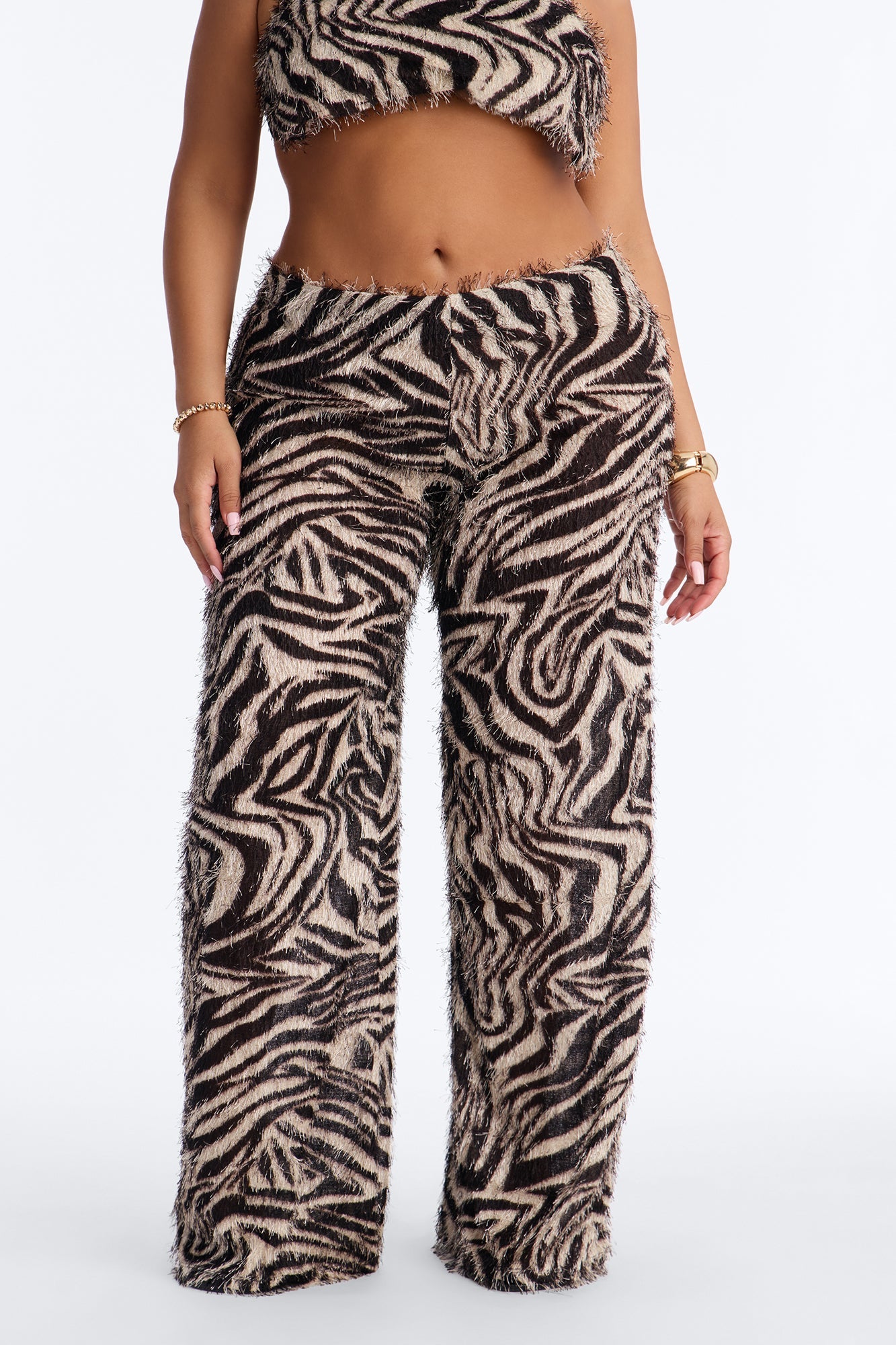 Anaya Textured Knit Abstract Low Rise Pant - Black/combo