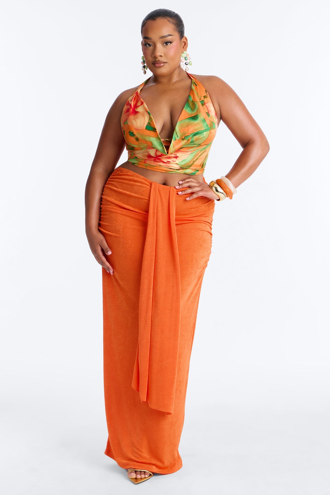 Vitamin Sea Overdose Tie Back Floral Satin Top - Multi Color