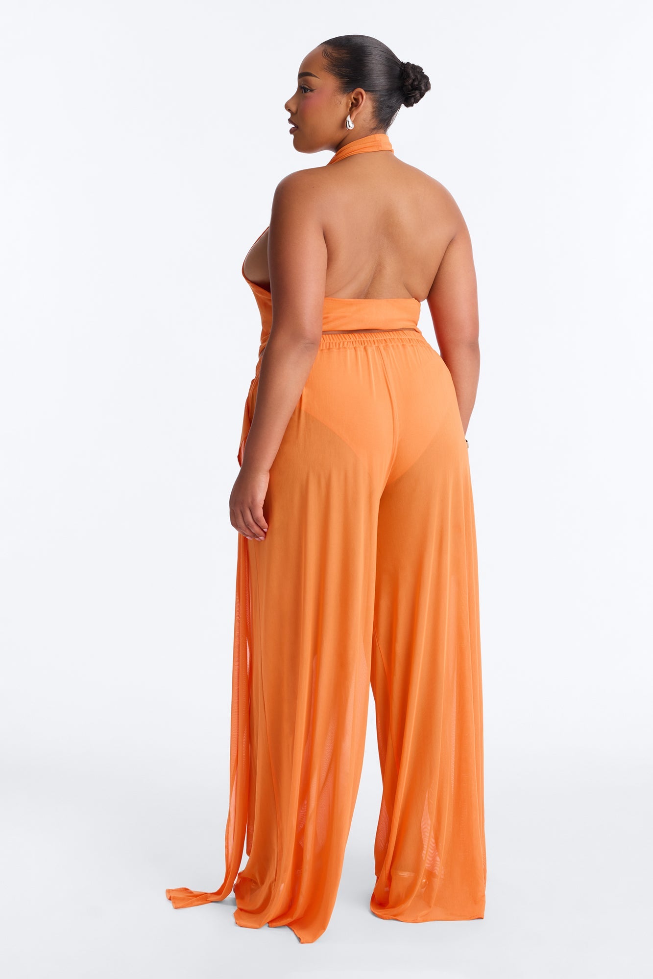 Sheer Obsession Mesh 3 Piece Pant Set - Orange