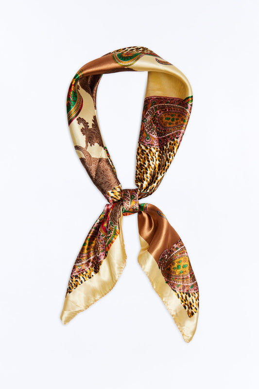 Susanna Paisley Head Scarf - Beige