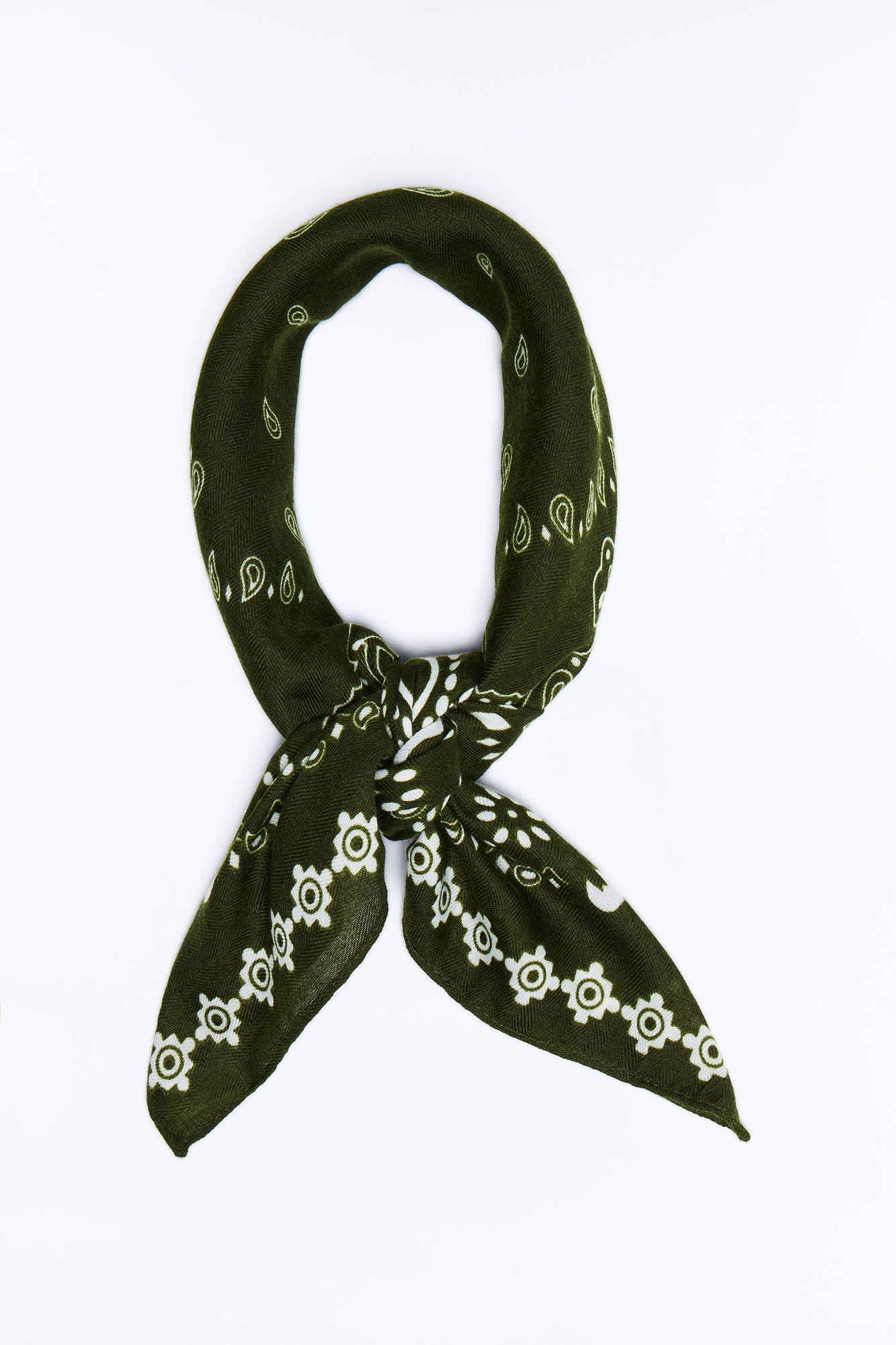Rustic Paisley Head Scarf - Olive