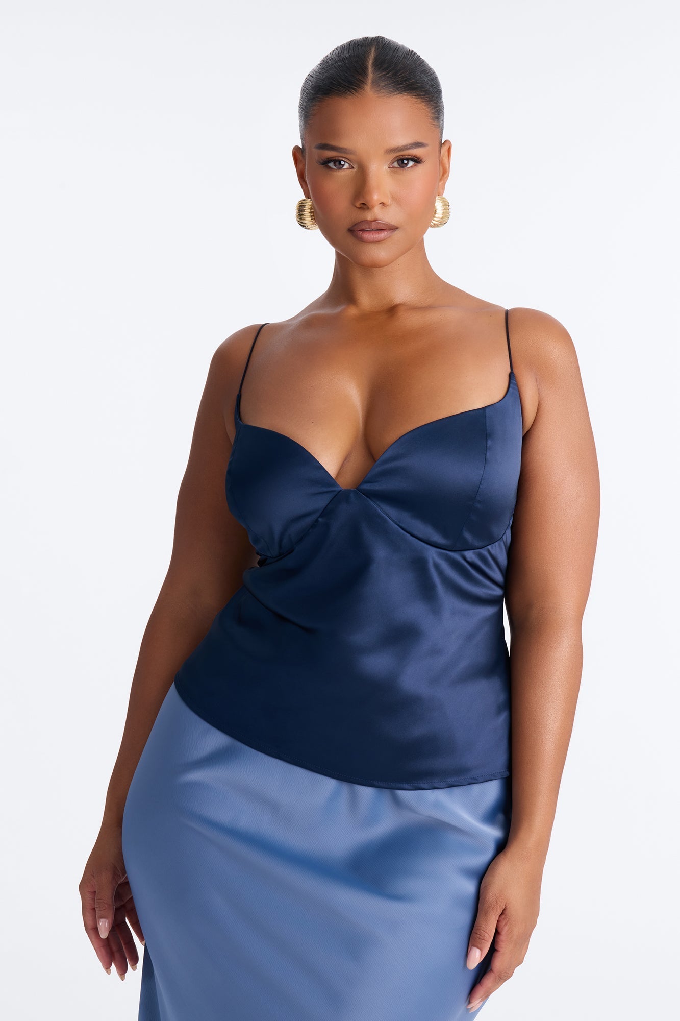 I'm The Masterpiece Satin Top - Navy Fashion Nova