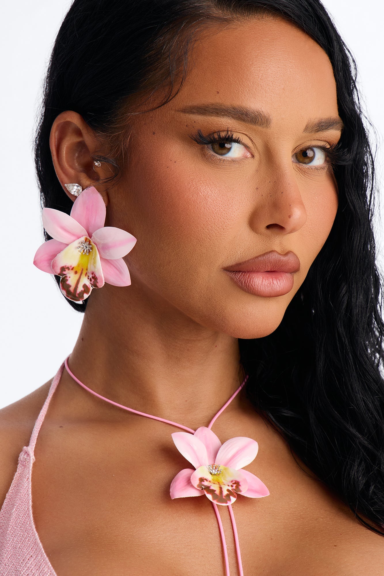 Luau Nights Necklace And Earring Set - Pink/combo
