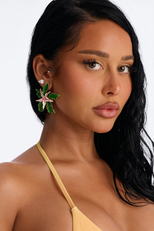 Lilypad Floral Earrings - Green/combo
