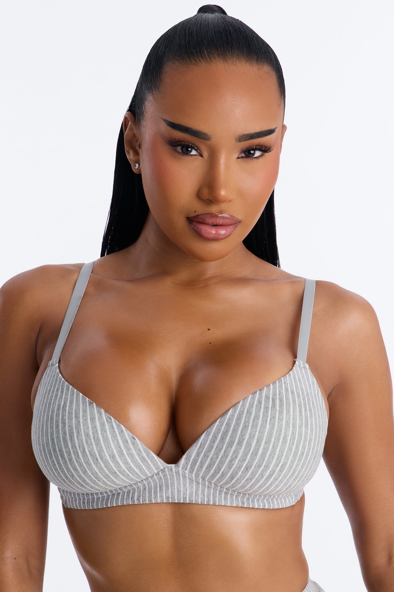 Cotton Stretch Comfort Wirefree Bra - Grey