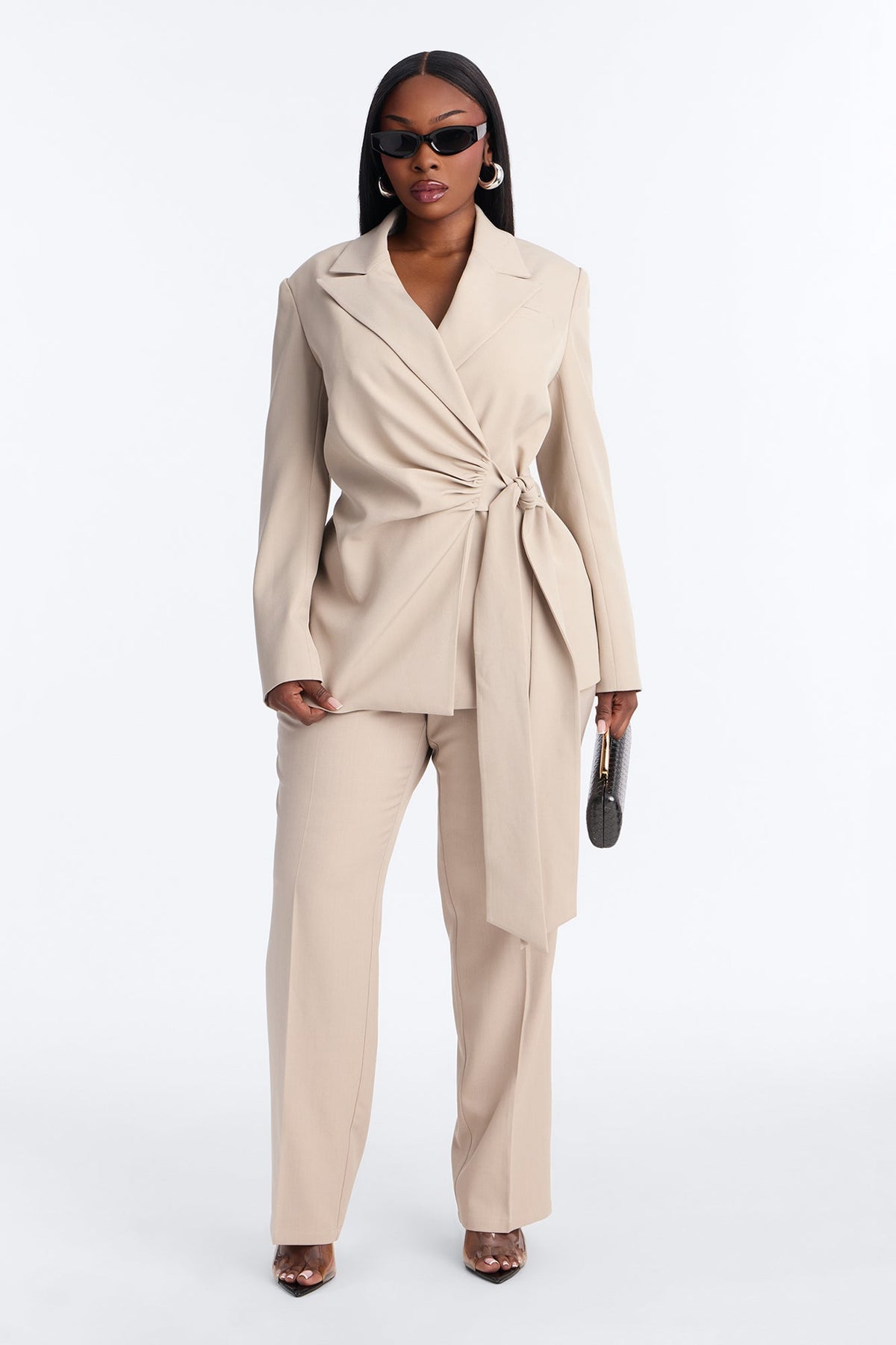 Alani Wrap Waist Blazer - Stone