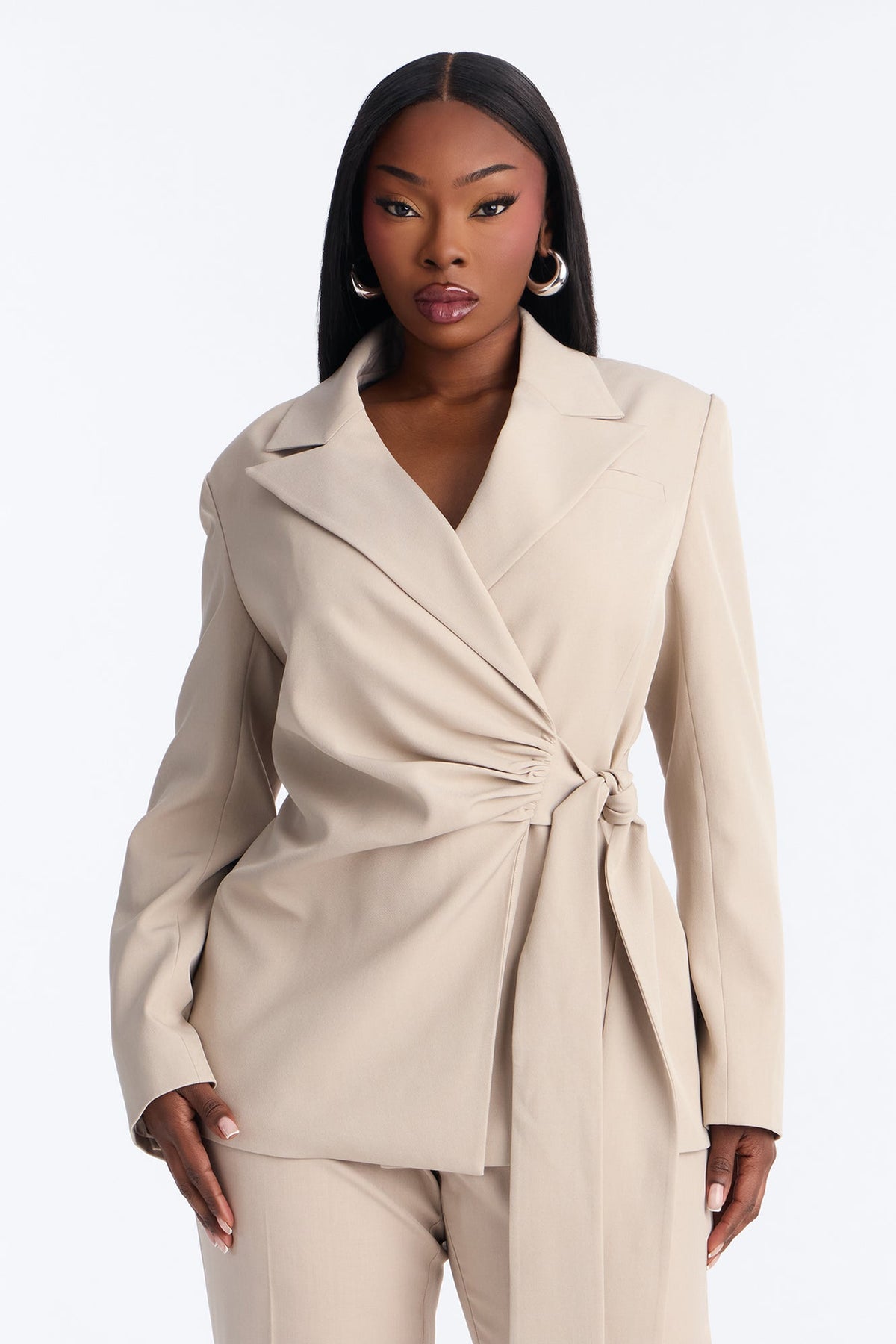 Alani Wrap Waist Blazer - Stone