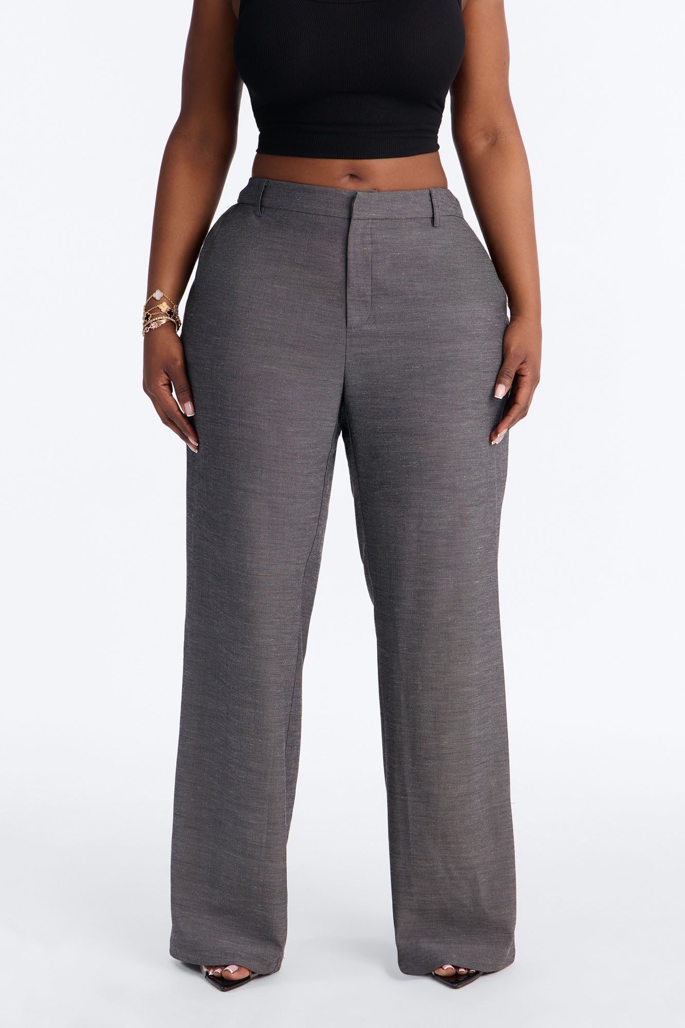 Stacy Low Rise Straight Leg Linen Trouser - Black