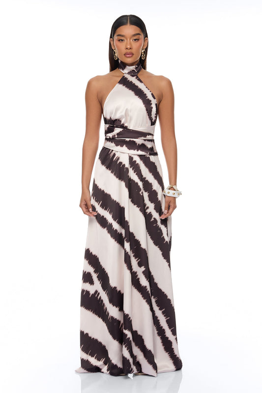 Radiant Energy Satin Maxi Dress - Black/combo