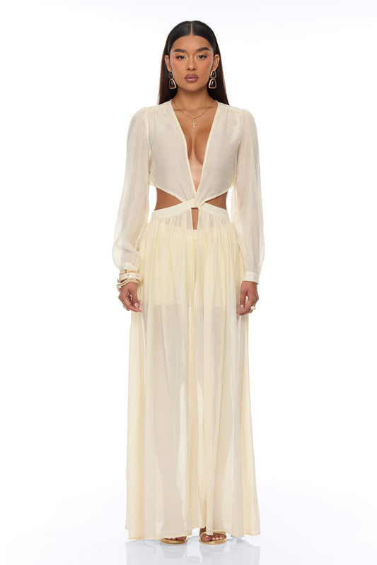 Hailey Flyaway Top Short Set - Cream