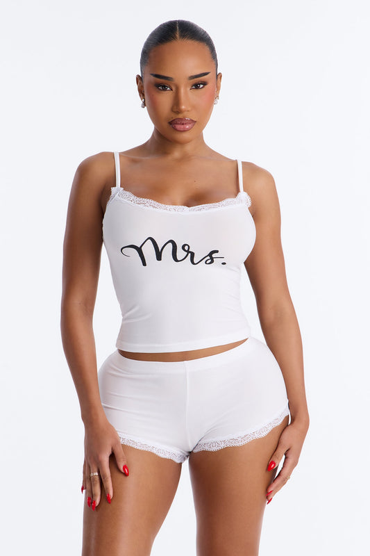 Mrs. Cami & Short PJ Set - White