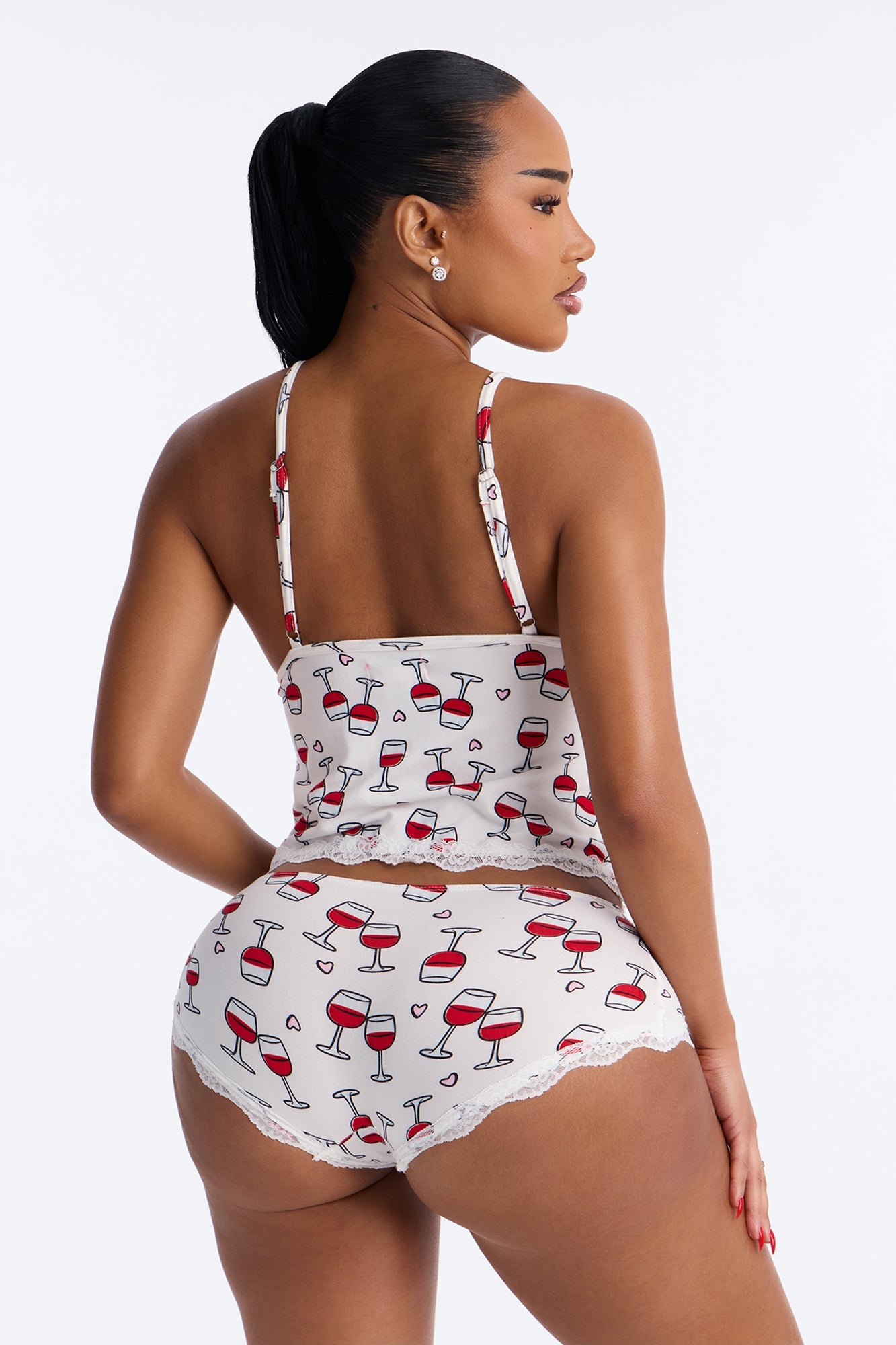 Raise A Glass Cami PJ Short Set - White/combo