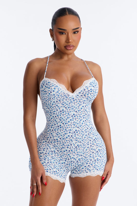 Bed Of Flowers Cami PJ Romper Onesie - White/combo