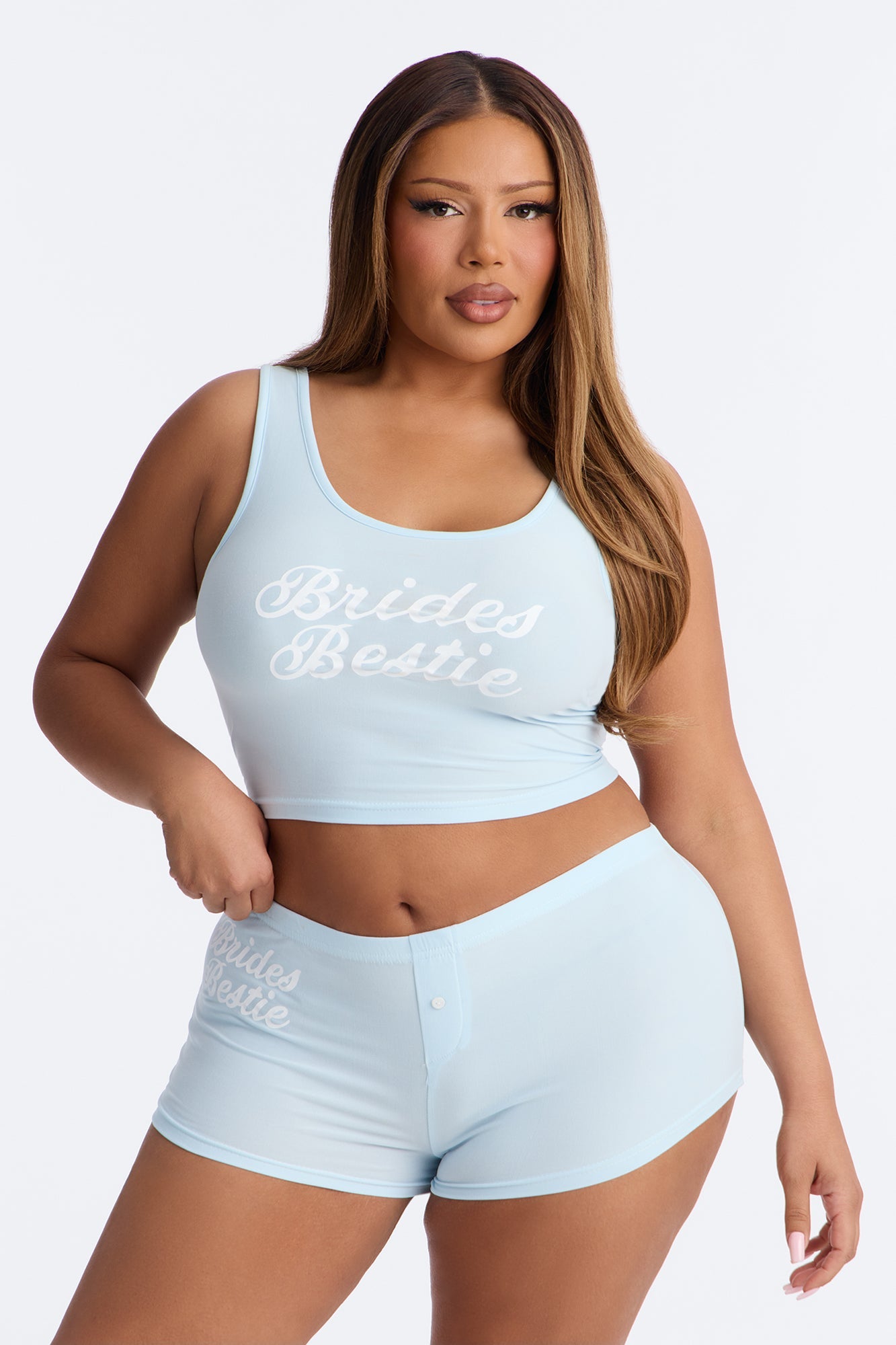 Brides Besties PJ Tank & Short Set - Light Blue