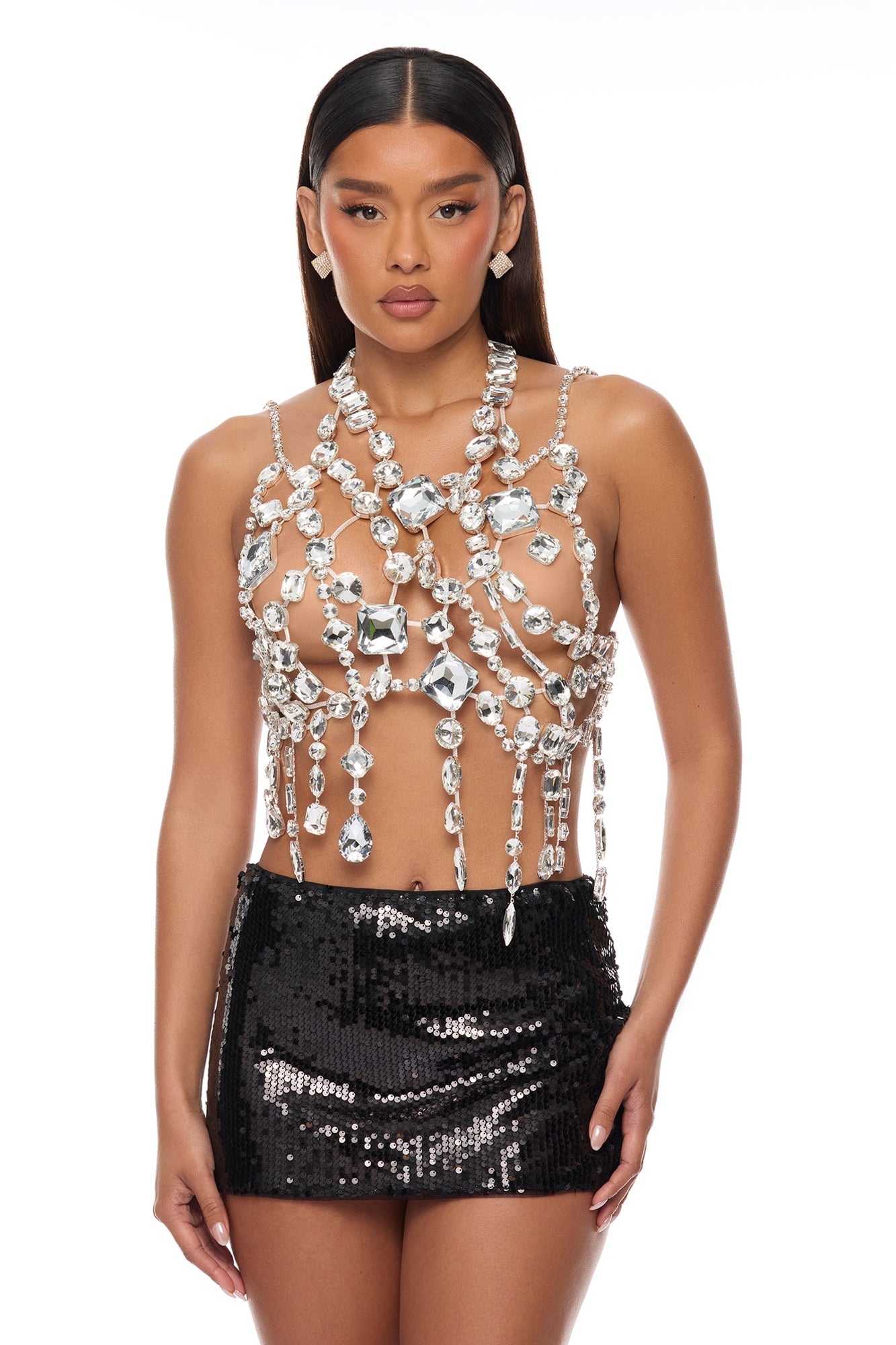 Can't Outshine Me Rhinestone Top - Silver