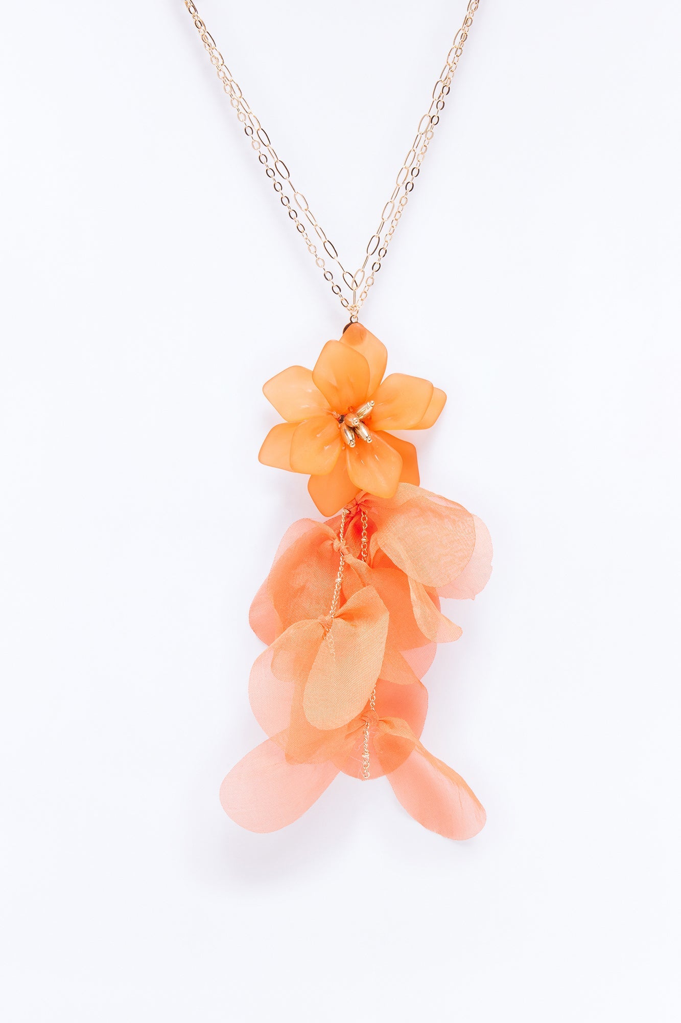 Sunset Lane Lariat Necklace - Gold/Orange
