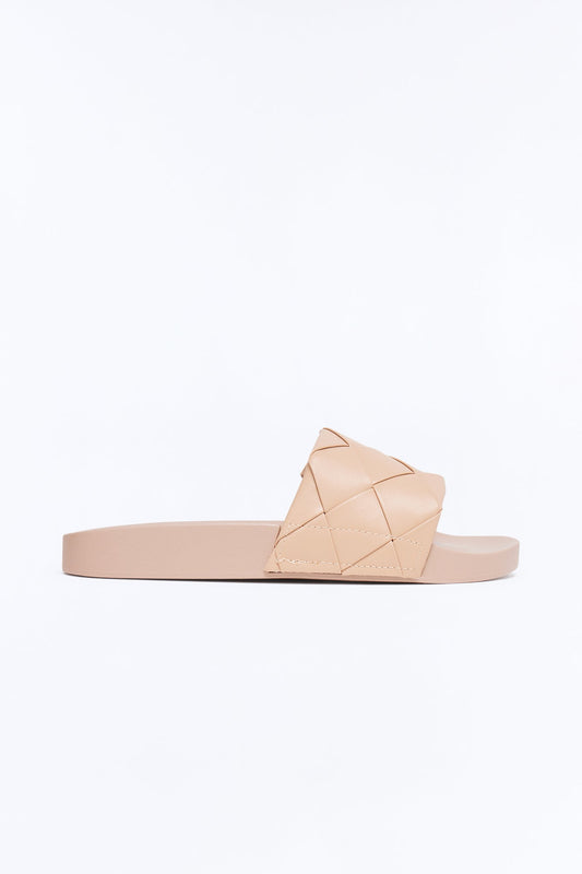 Caera Woven Strap Slides - Nude