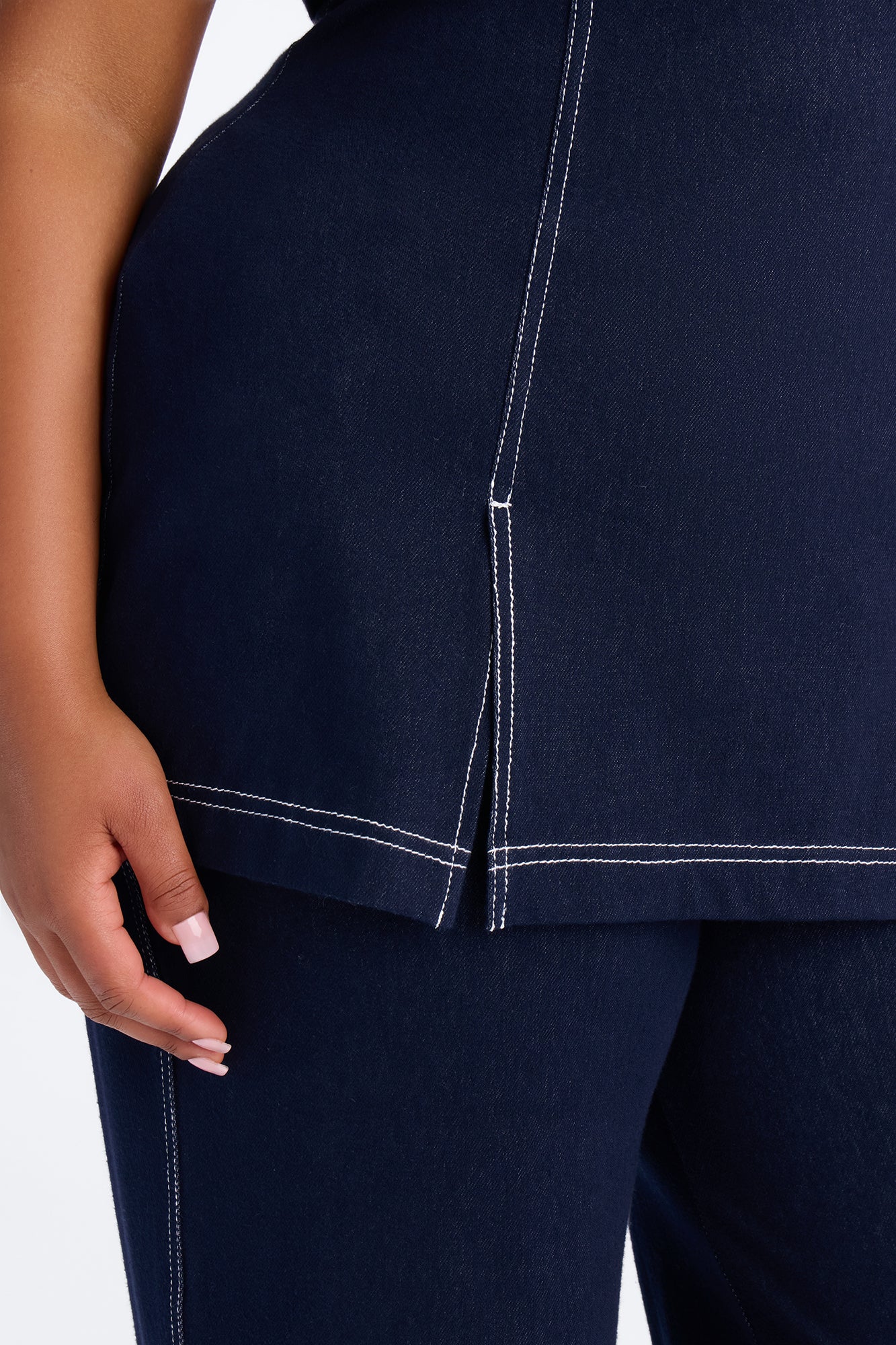 Diana Knit Denim Pant Set - Dark Wash