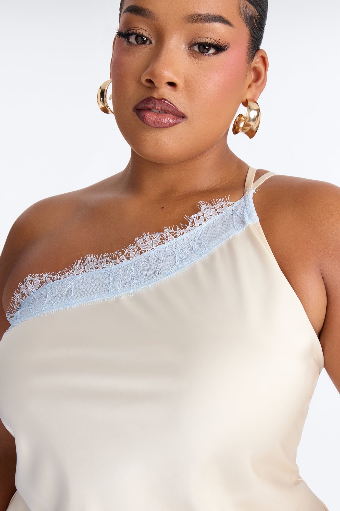 Summer's Little Secret Lace Trim Satin Top - Butter Yellow