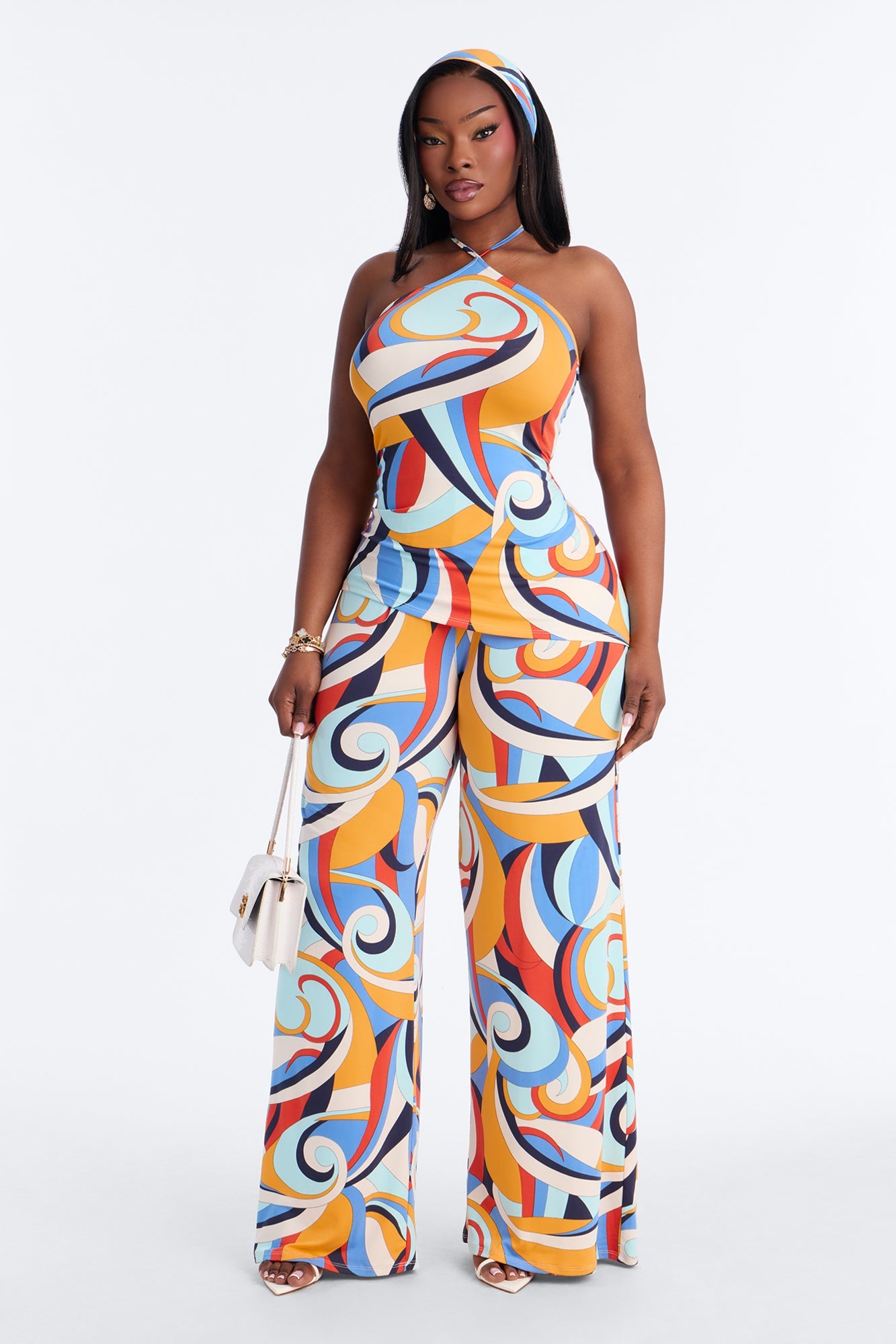 Good Vibes 3 Piece Pant Set - Blue/combo