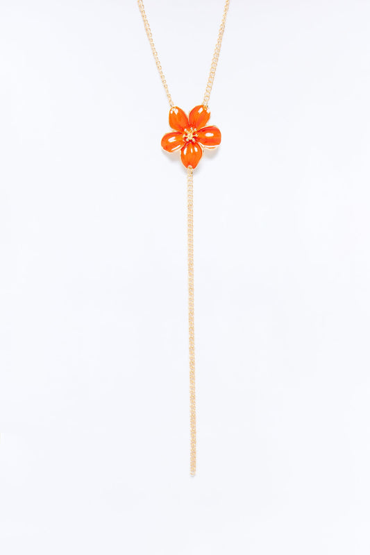 Perfect Pretty Petal Lariat Necklace - Gold/Orange