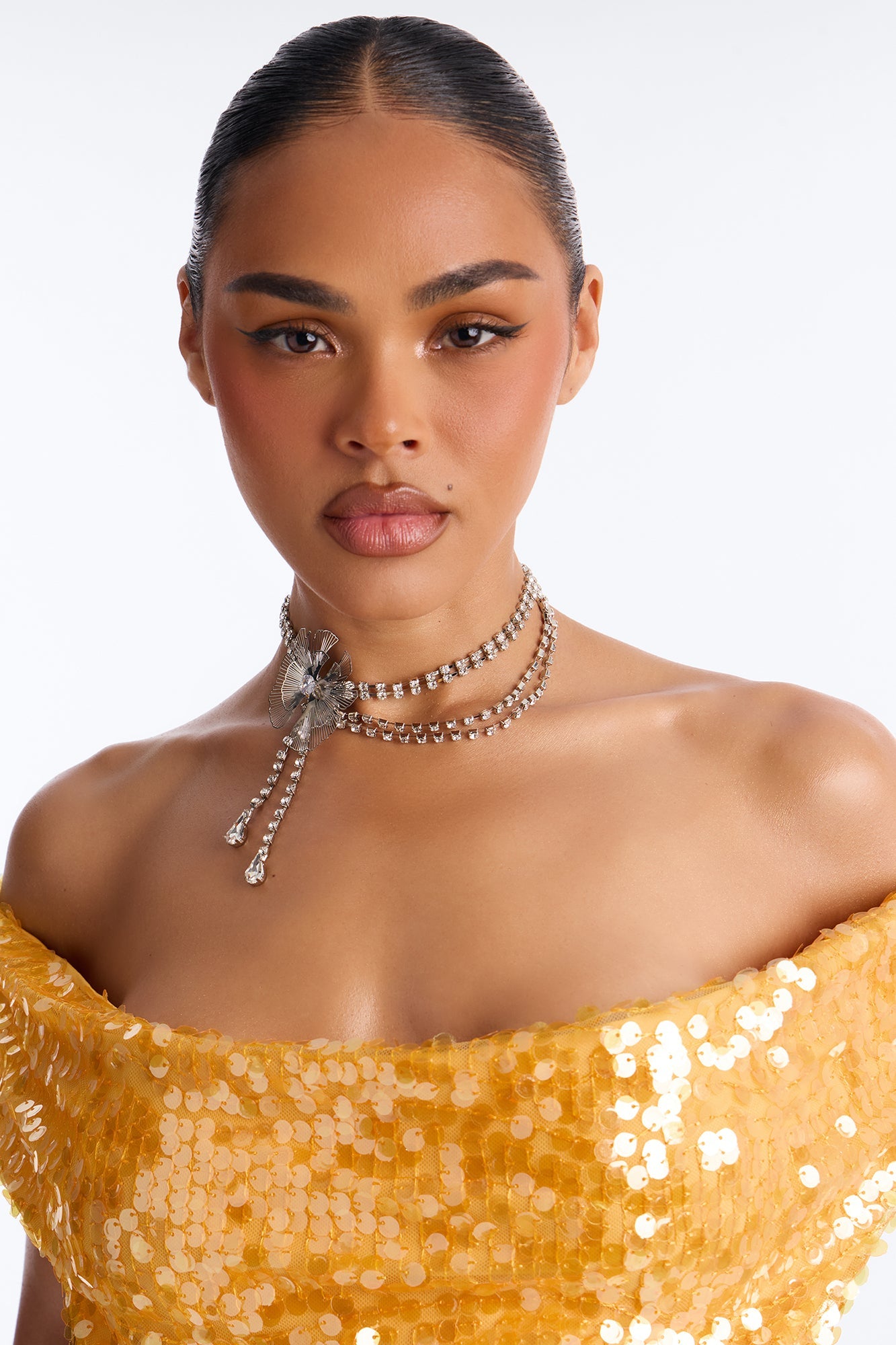 Bella Femme Flower Necklace - Silver