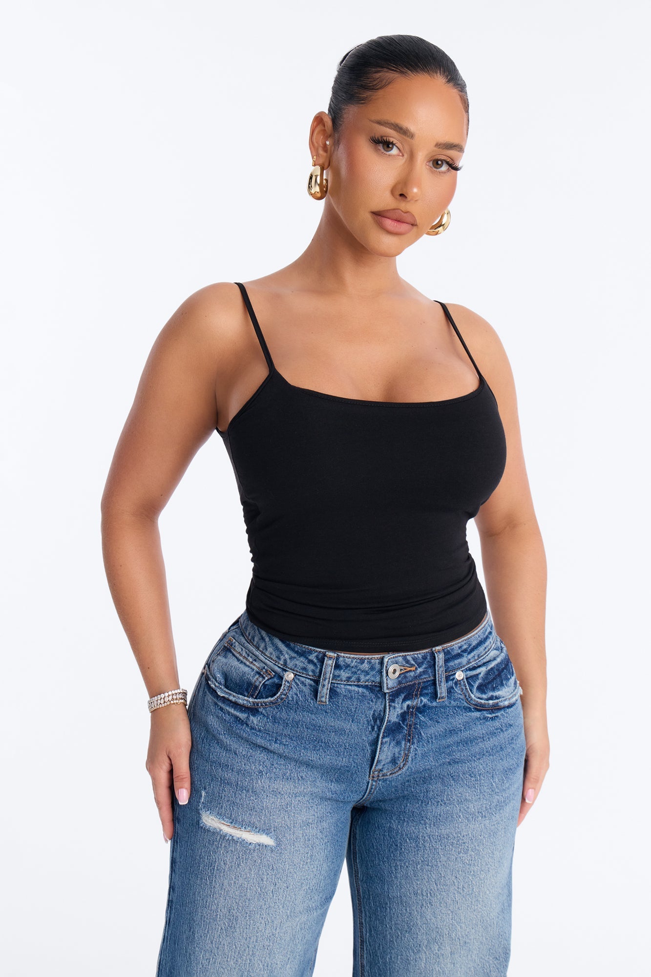 Beverly Built In Bra Cami Top - Black