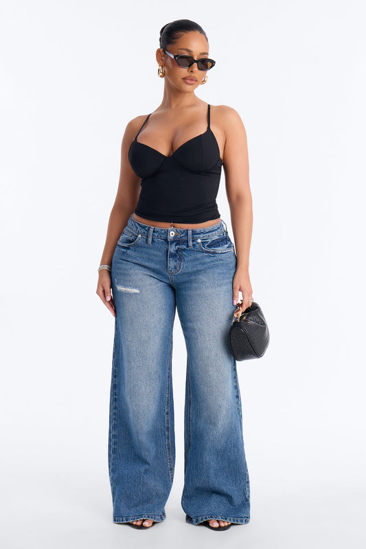 Kenny Padded Sweetheart Tank Top - Black