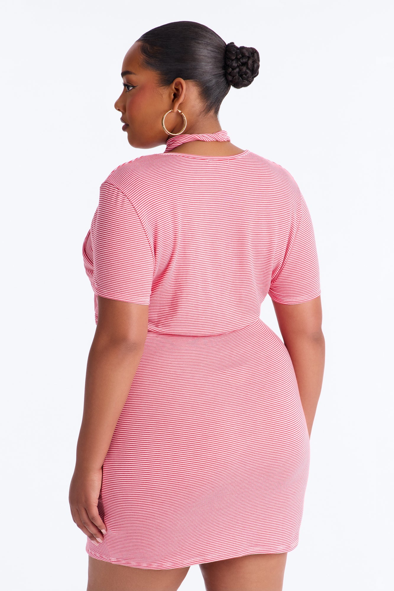Jayla Striped T Shirt Mini Dress - Red/combo