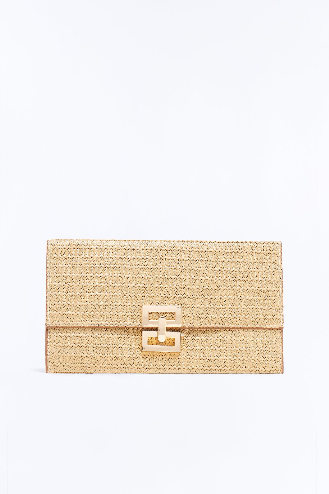 Dinner On The Beach Straw Clutch - Natural