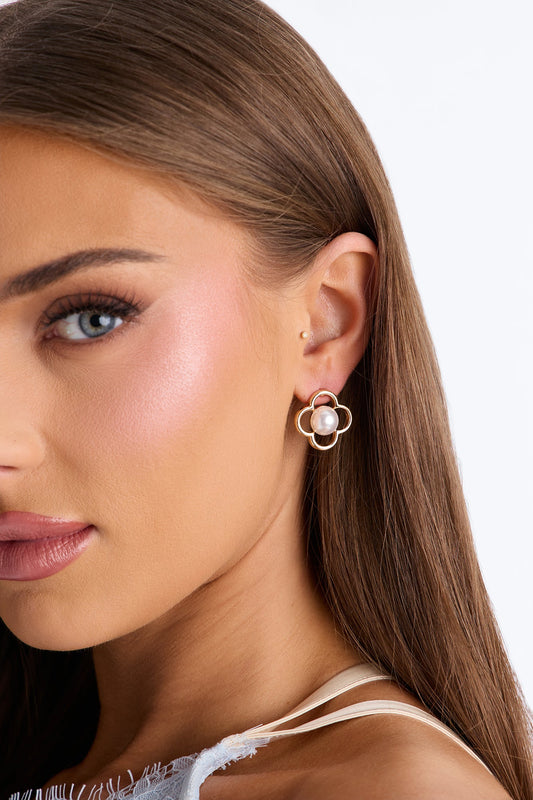 Clover Clouds Stud Earrings - Gold