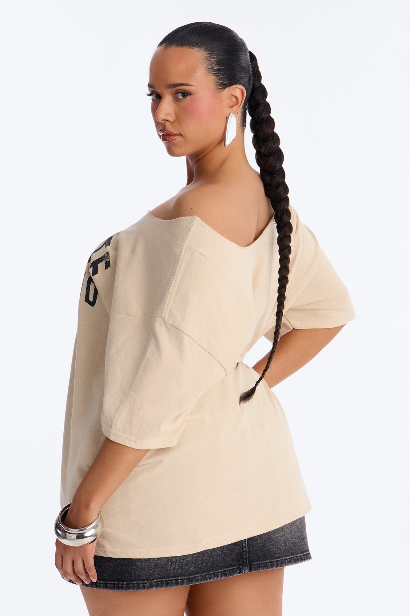 Favorite Girlfriend Off Shoulder Tee - Sand