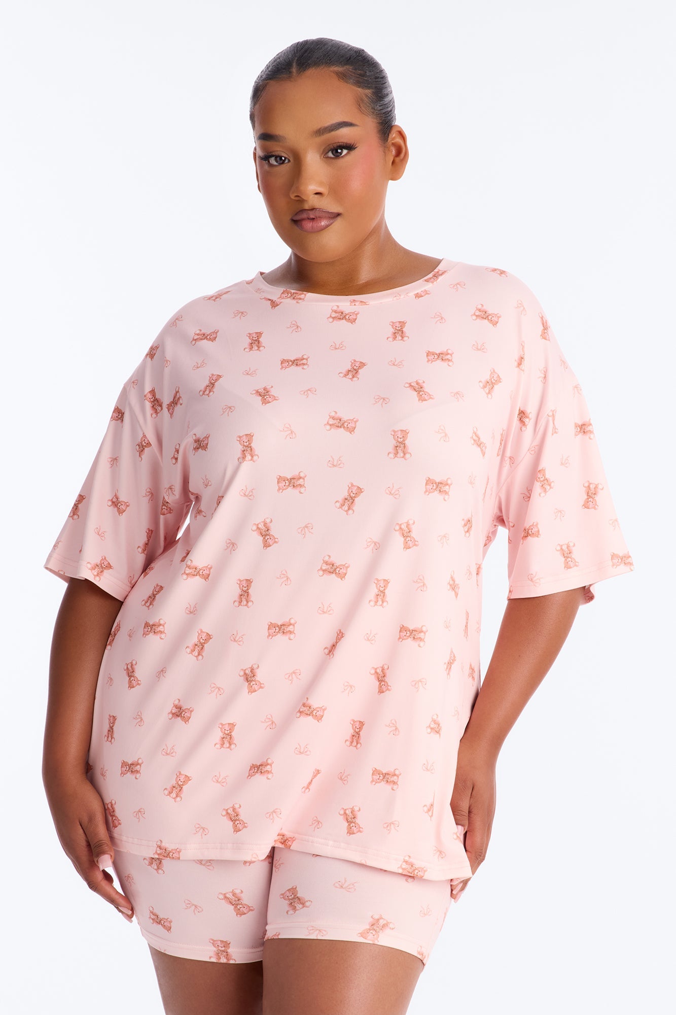U R My Teddy Bear PJ Boxer Short Set - Pink/combo
