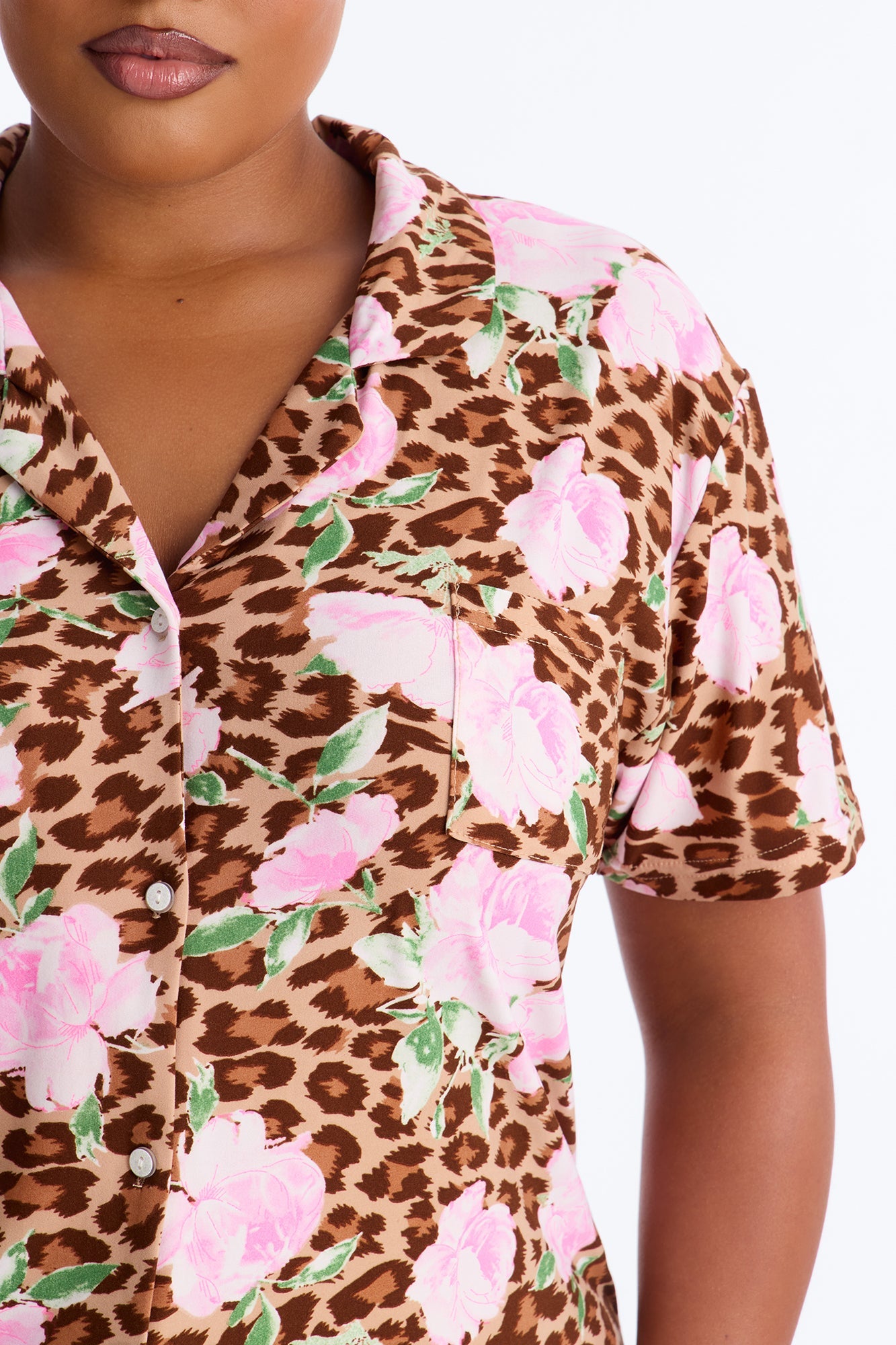Wild Roses PJ Short Set - Brown/combo