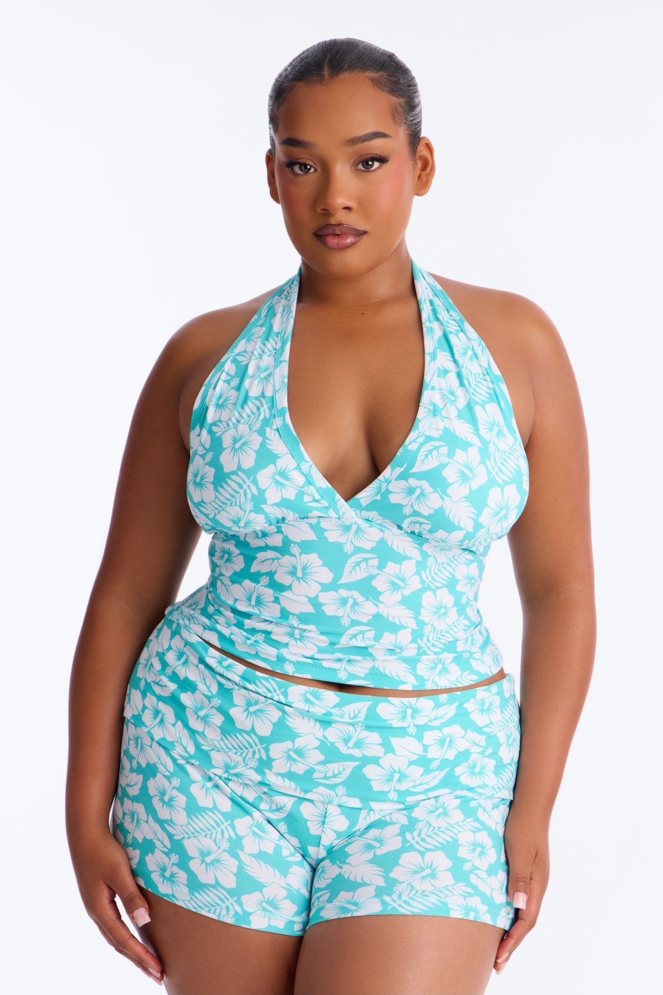 Tropical Beauty PJ Short Set - Turquoise/combo