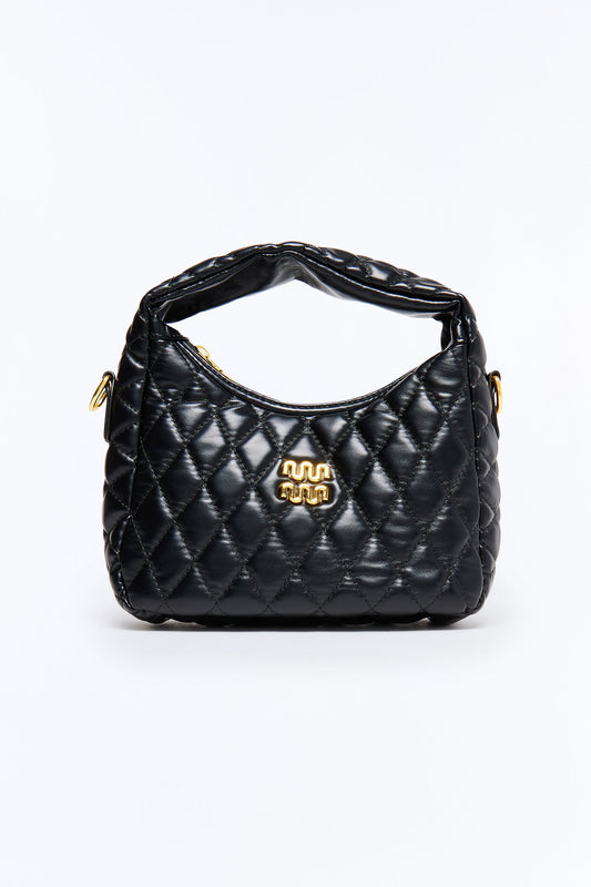 Pillow Talk Faux Leather Quilted Bag - Black