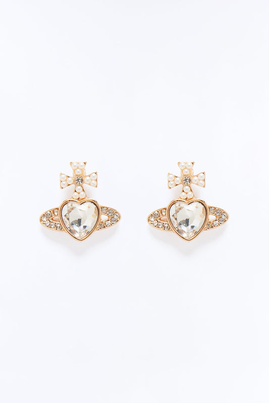 Queen Of The World Rhinestone Stud Earrings - Gold