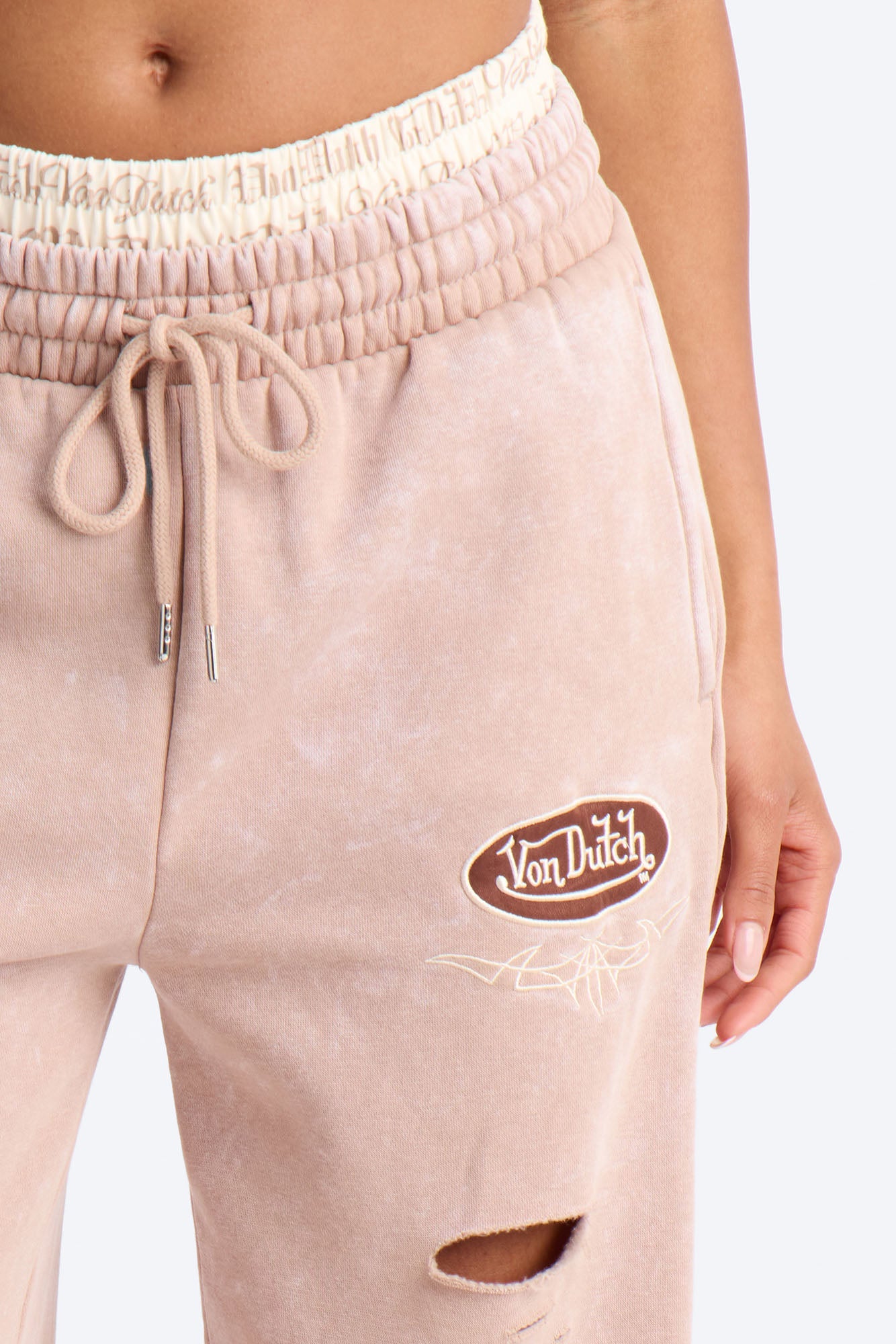 Von Dutch Wide Leg Washed Pant - Taupe