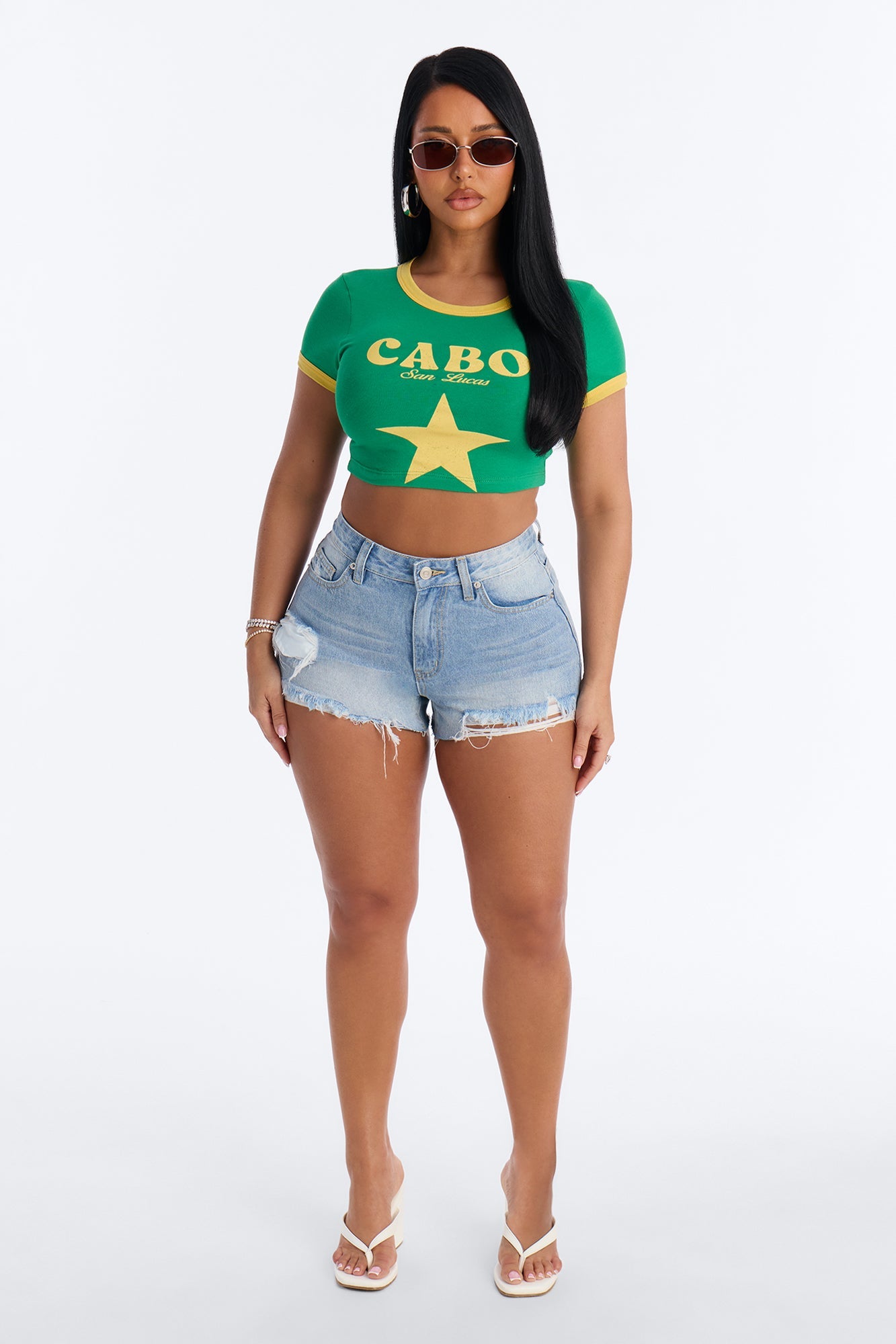 Star In Cabo Baby Tee - Green