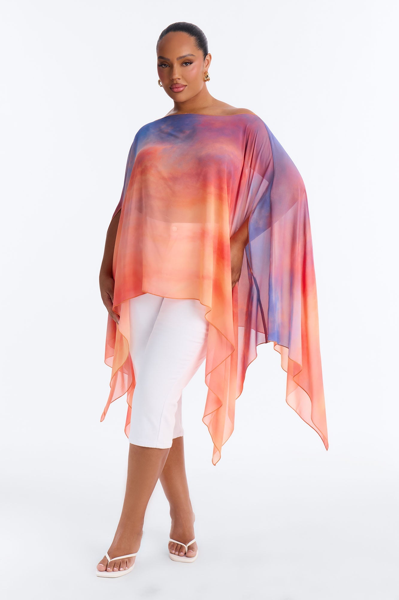 Get In Line Long Chiffon Kimono Top - Multi Color
