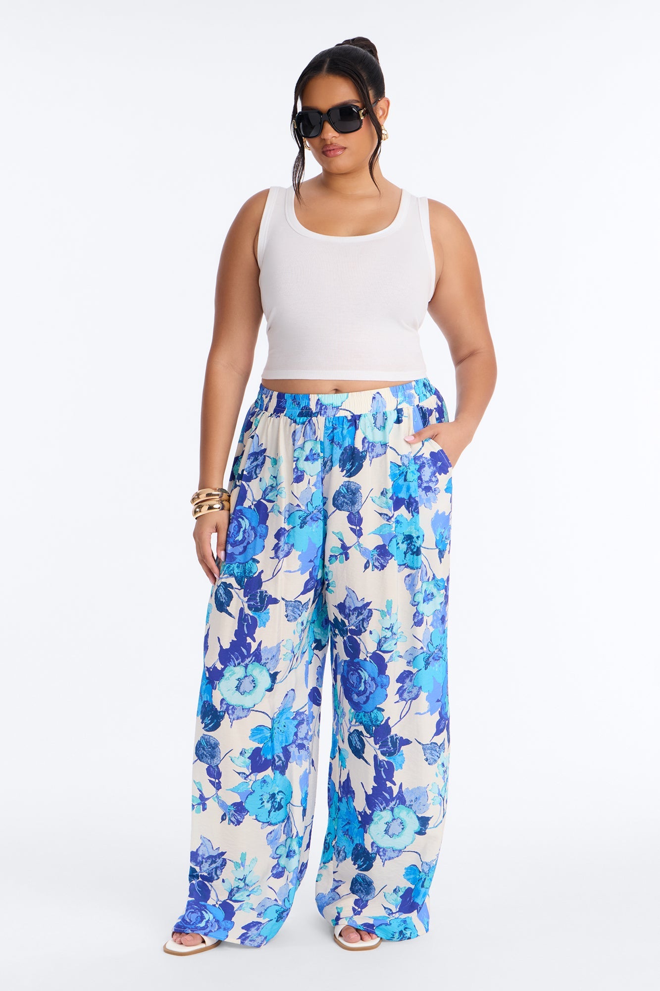 Sweet Bloom Wide Leg Pant - Blue