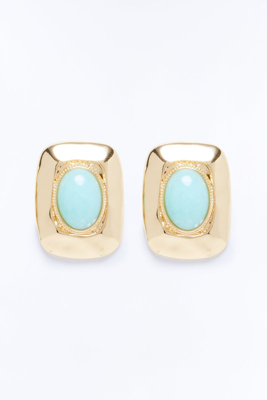 Sasha Jeweled Stud Earrings - Gold/Blue