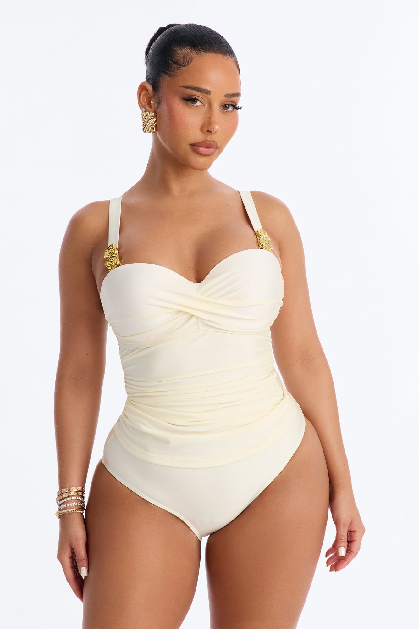 Luna 2 Piece Ruched Tankini Set - Ivory