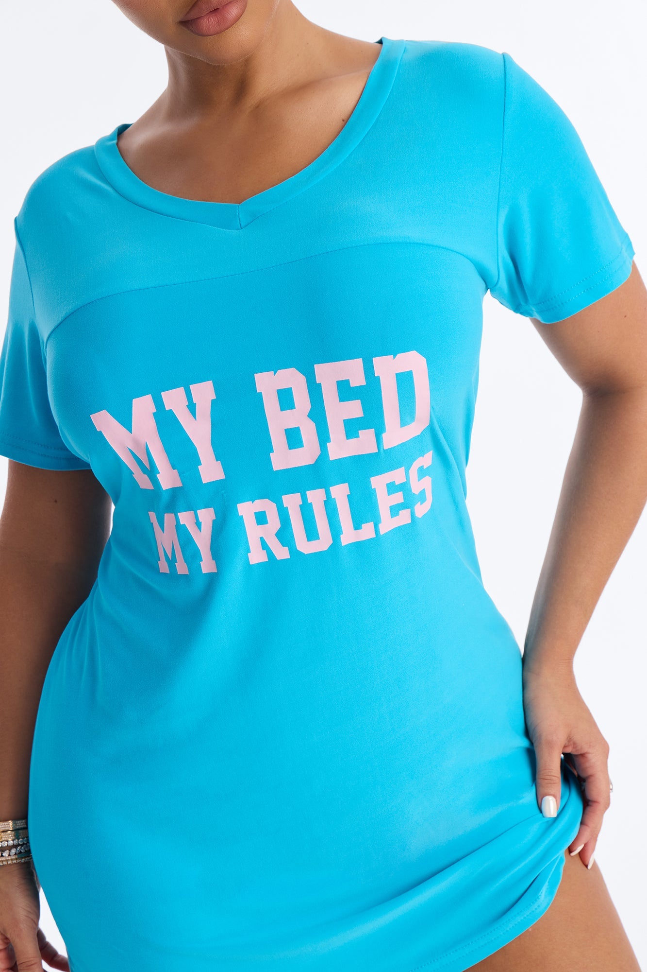 My Bed My Rules PJ Sleep Shirt - Blue/combo