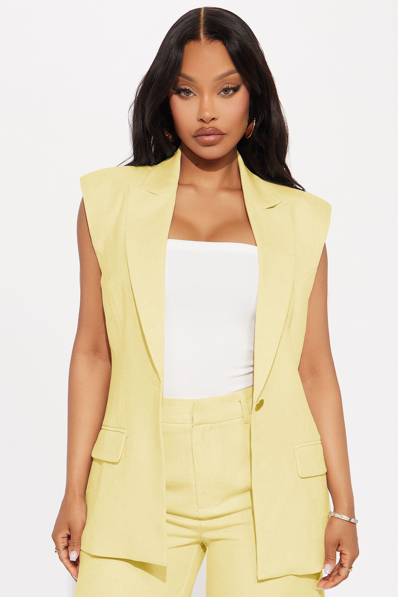 Paloma Linen Vest - Yellow