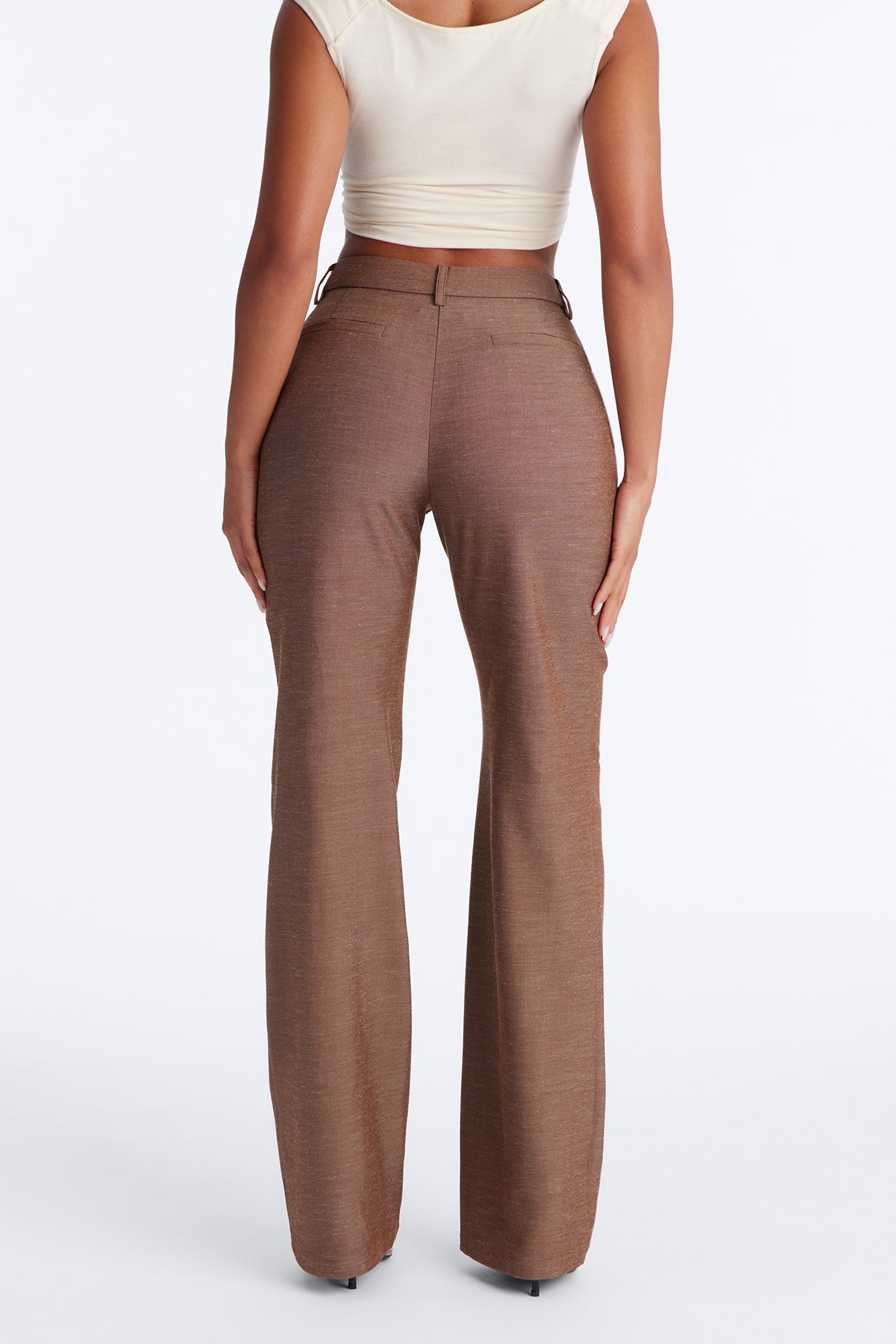 Stacy Low Rise Straight Leg Linen Trouser - Brown